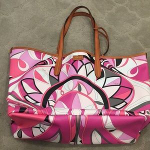 Pink Emilio Pucci canvas Tote Beach Bag